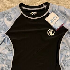 Women's Black and Gray Swim Top by Aqua Design